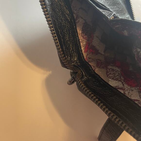 Elliott Lucca Woven Wristlet Womens Black Zip Around Organizer Wallet Vintage - Picture 6 of 8